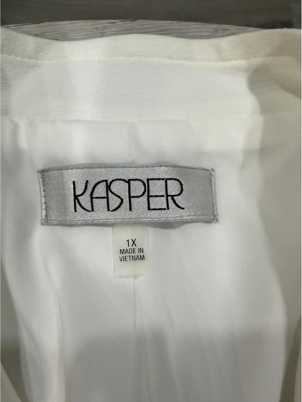 Kasper White Open Front Blazer 1X Minimalist Office Chic Lightweight Jacket - Picture 4 of 9